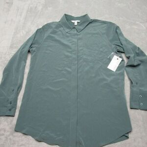 Nine West Shirt Mens Large Green Wicking Long Sleeve Button Down Performance NEW